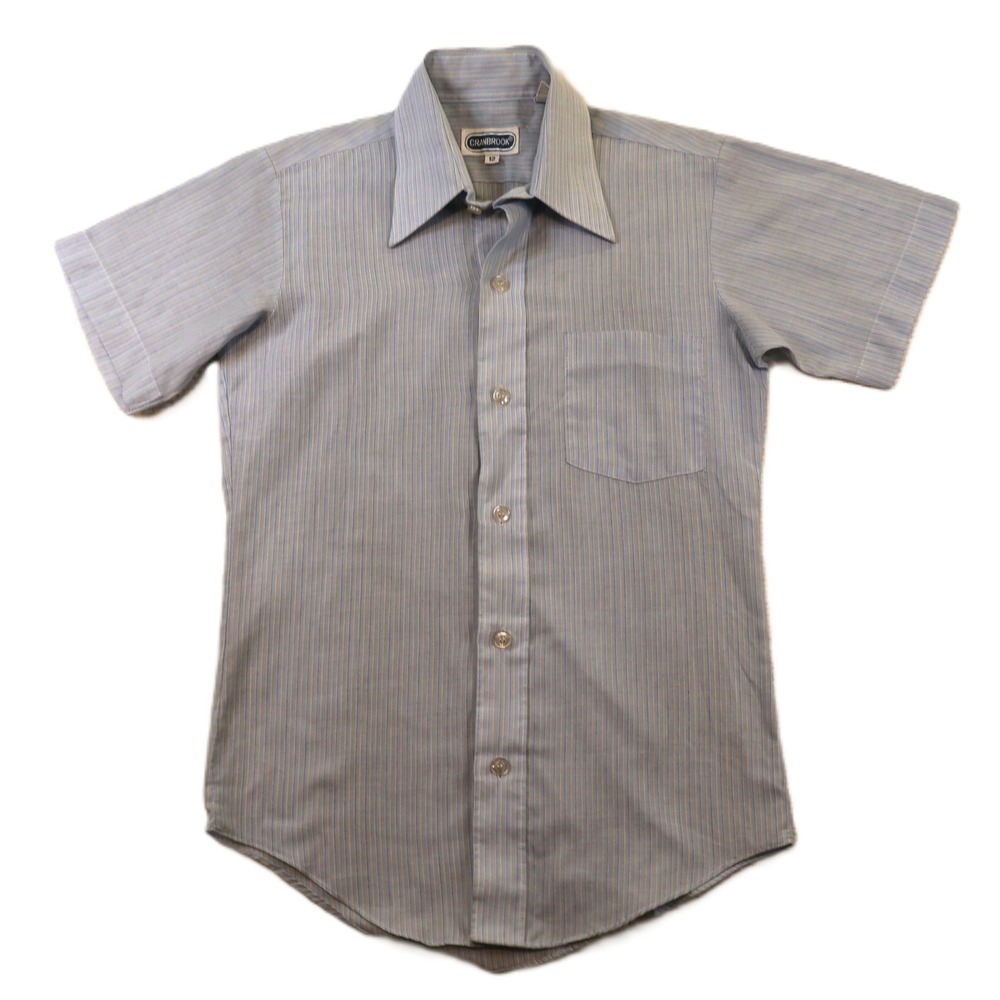 Cranbrook Boys Size 12 Button Down Shirt Blue Pinstripe Short Sleeve Vintage